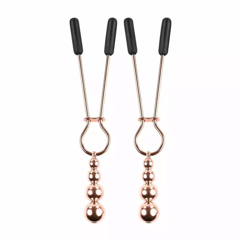 Selopa Adjustable Beaded Nipple Clamps In Rose Gold